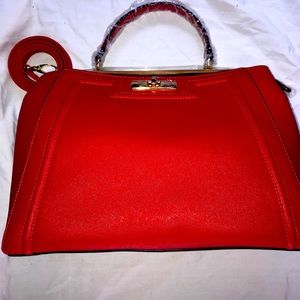 Aldo Red Leather Satchel Bag